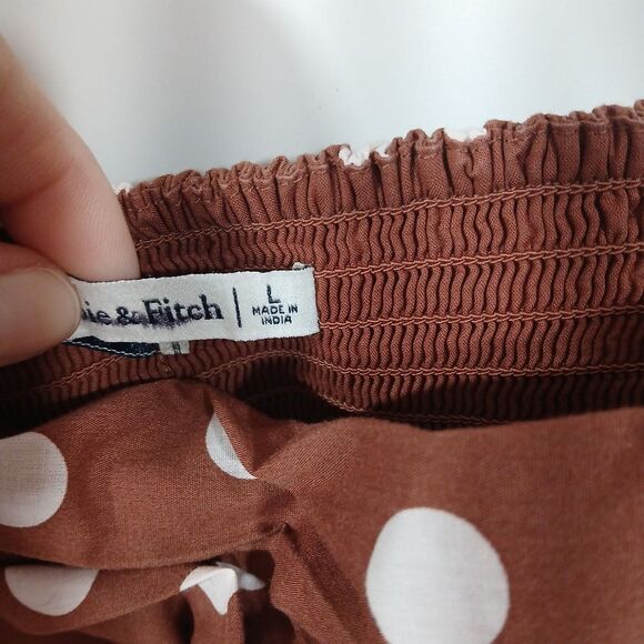 Abercrombie & Fitch Babydoll Puff Sleeve Polka Dot Mini Dress Large - Picture 8 of 12